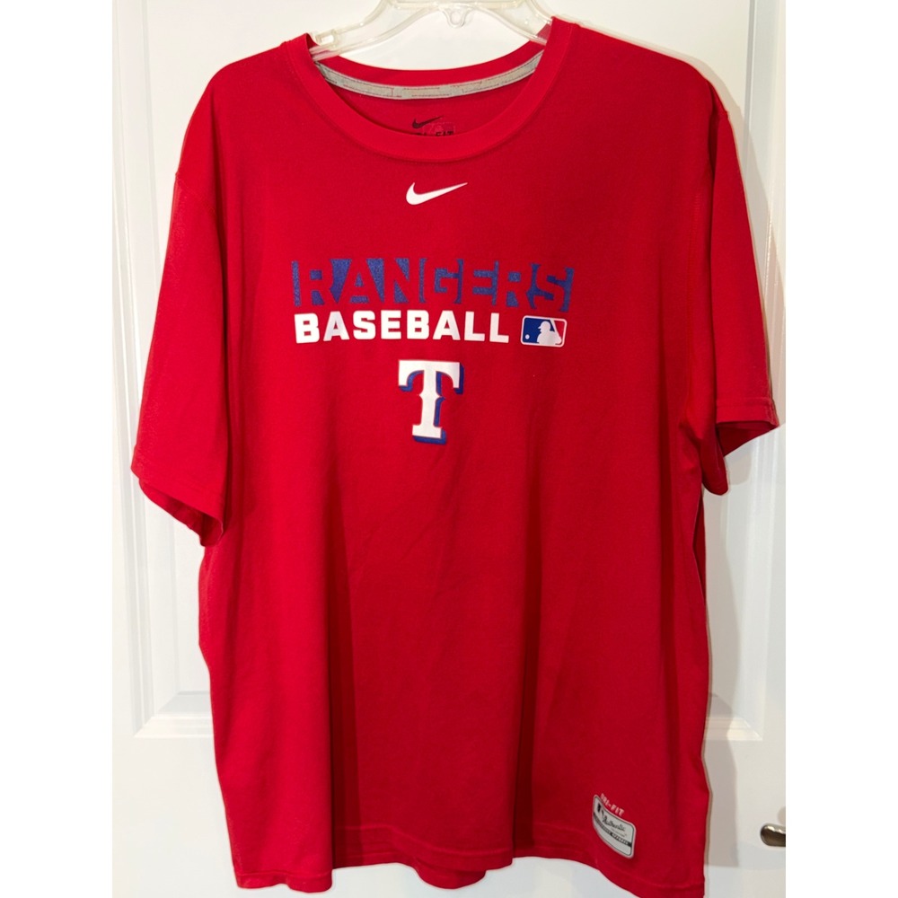 Nike Men Red Texas Rangers Baseball Dri-FIT T-Shirt XL Authentic Collection MLB
